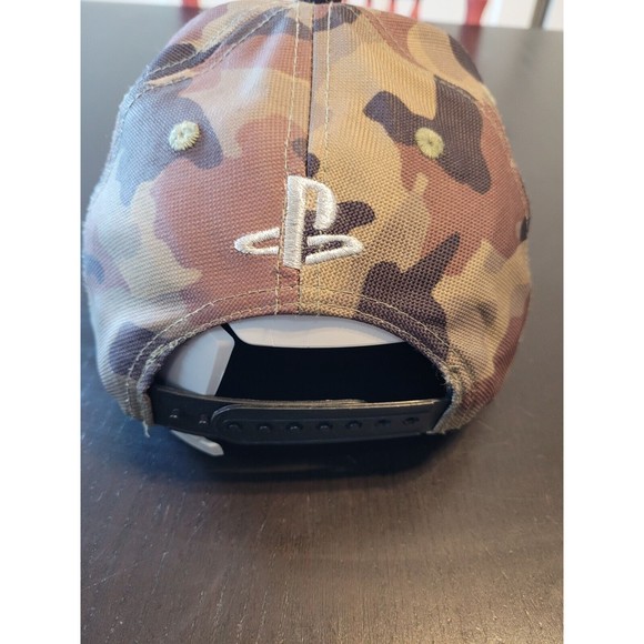 Youth Camo PlayStation Hat Fashion UK Snapback Cap Logo on back Army Green Brown - Picture 3 of 5